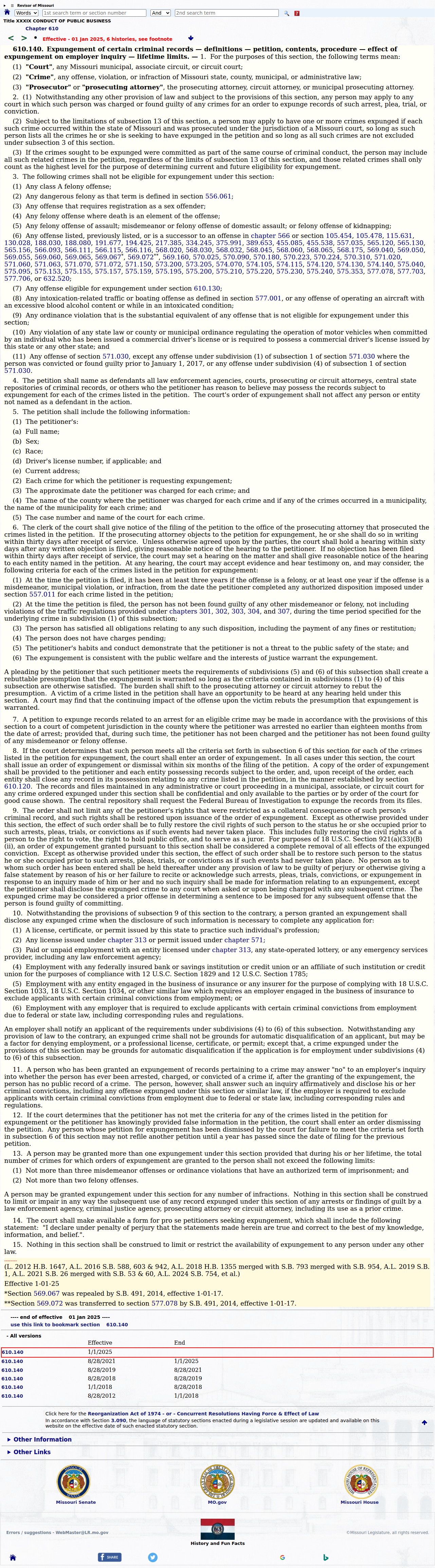 Mississippi County criminal docket expungement statute source