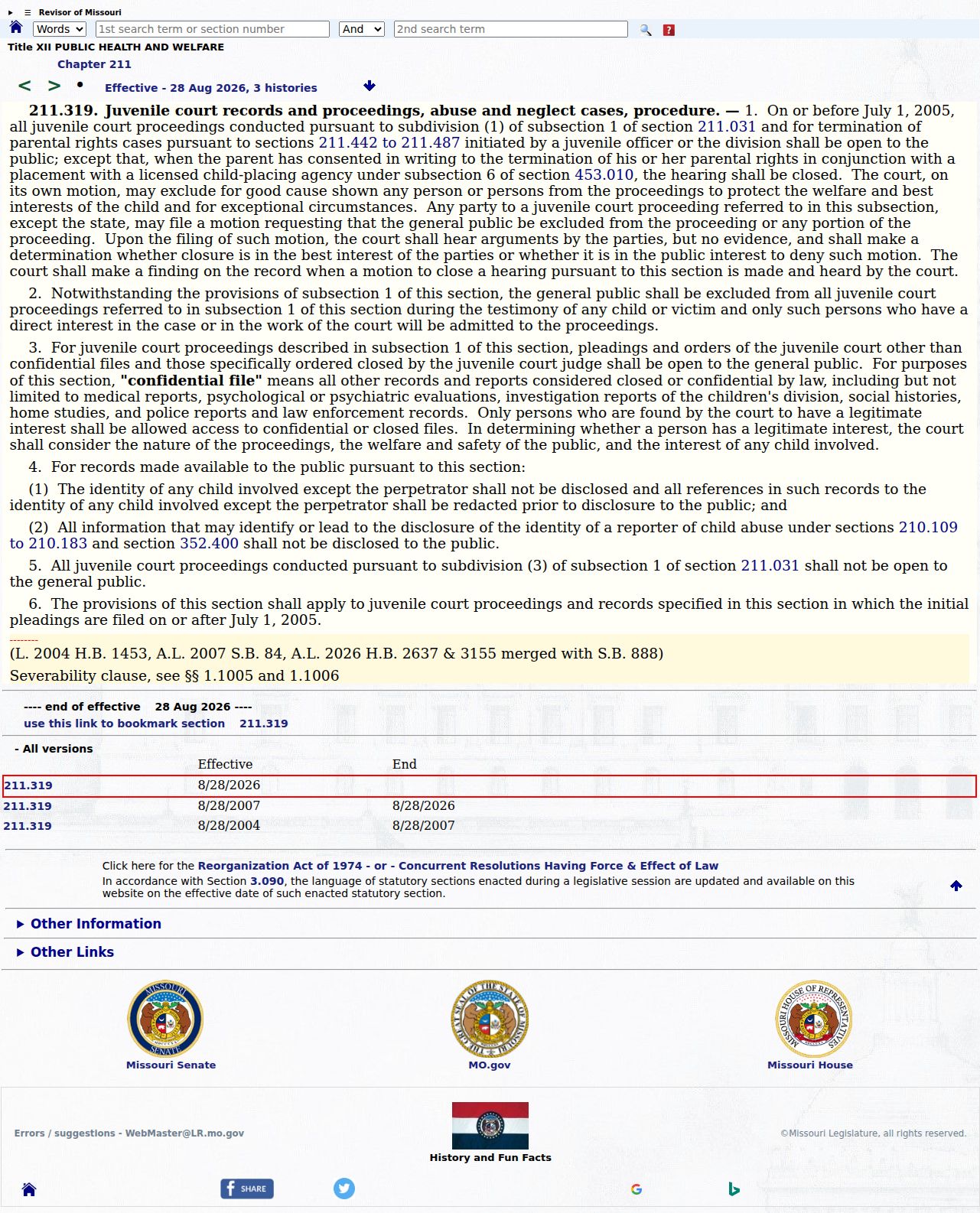 Mississippi County criminal docket juvenile confidentiality statute source